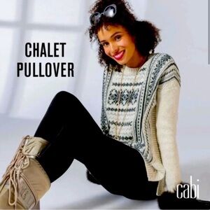 CAbi Chalet Fair Isle Pullover Sweater In Gray & Ivory Style Number 4410